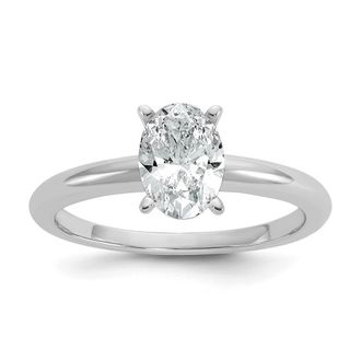 Diamond2Deal 14k White Gold 1 Ct Certified Lab Grown Diamond Oval Solitare Engagement Ring