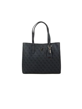 Guess Logo-Embossed Polyurethane Tote Bag - Black