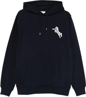 Drôle de Monsieur embroidery-logo hoodie - Blue