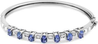 House of Brilliance 14K White Gold Blue Tanzanite and 1/4 Cttw Diamond Bangle at Nordstrom