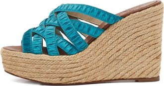 Christian Louboutin Sandali in pelle con zeppa 110mm - Blu