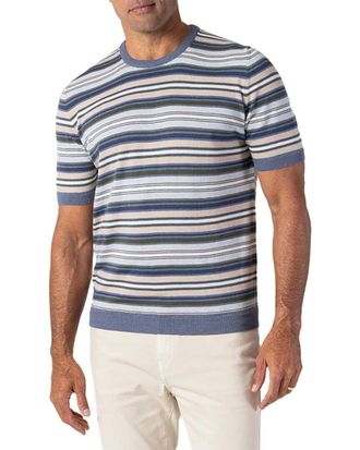 Robert Talbott Pratt Multi Stripe Crewneck Sweater