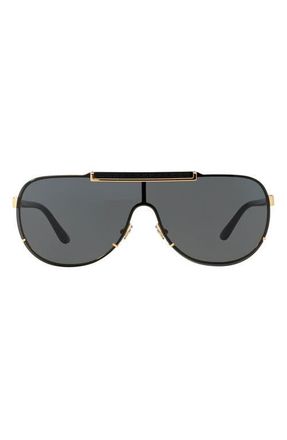 Versace 40mm Shield Sunglasses in Gold /Dark Grey at Nordstrom