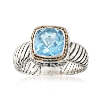 Ross-Simons Balinese Sky Blue Topaz Ring in 2-Tone Sterling Silver