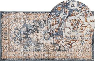 Beliani Beliani - Alfombra Beige Azul Naranja 80 X 150 Cm Polipropileno Poli&eacute;ster Oriental Dvin