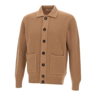 FILIPPO DE LAURENTIIS Cardigans, male, Brown, XL, Wool and Cashmere Knit Jacket