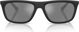 Emporio Armani 57mm Pillow Sunglasses in Matte Black/dark Grey Silver at Nordstrom