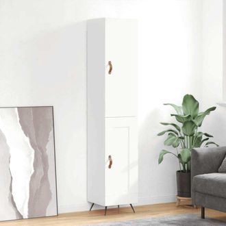vidaXL Credenza 34,5x34x180 cm in Legno Multistrato Bianco Lucido - Vidaxl