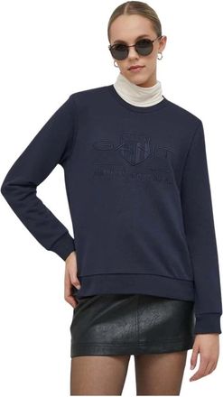 GANT Tonal Shield Crew Neck Sweatshirt - Dames - Sweatshirts - Blauw - XS - Katoen - Hoodies & sweatvesten