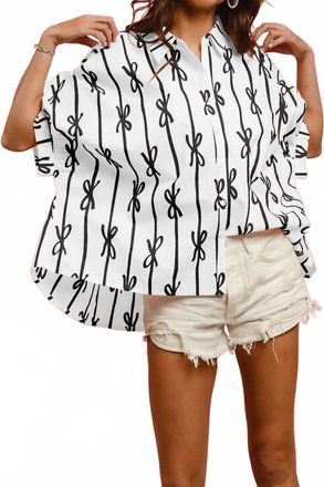 Bibi Bow Button Up Shirt In White