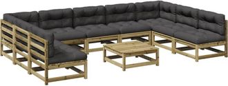 vidaXL Set De Sof&aacute;s Jard&iacute;n 10 Pzas Con Cojines Madera Pino Impregnada Vidaxl