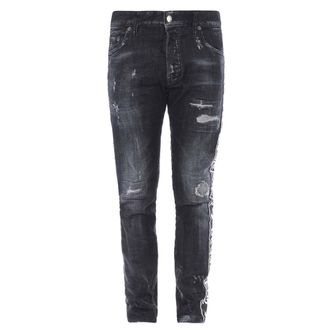 Dsquared2 Skater Jean Zwarte Denim Broek Met Afgetapete Zoom