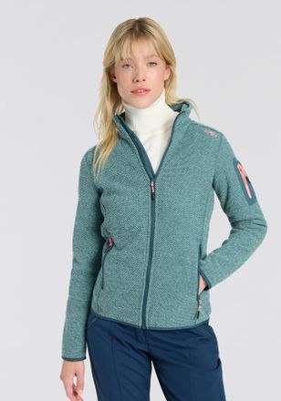 F.lli Campagnolo Strickfleecejacke CMP KNITTED MELANGE FLEECE WOMAN JACKET, Damen, Gr. 40, gr&uuml;n (trek gr&uuml;n, j), Strick, Obermaterial: 100% Polyester, normal, eingefass
