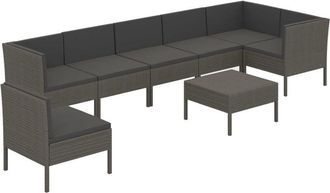 vidaXL Set De Muebles De Jard&iacute;n 8 Pzas Y Cojines Rat&aacute;n Sint&eacute;tico Gris Vidaxl