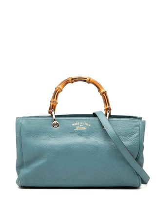 Gucci 2016-2025 Medium Calfskin Bamboo Shopper satchel - Blue