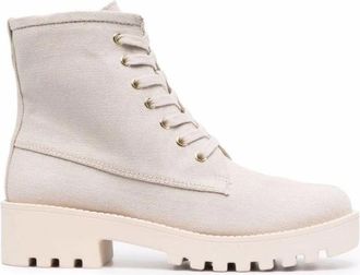 Michael Kors Bruine enkellaarsjes - Dames - Veterlaarzen - Grijs - 38 EU - Katoen - Schoenen
