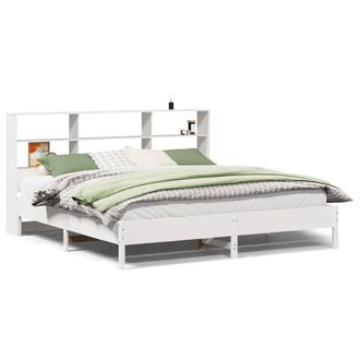 Berkfield Home Bookcase Bed Frame White 180x200 cm Super King Solid Wood Pine
