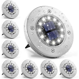 OEM L&aacute;mpara Solar De 12 Led, 8 Unidades, Color Blanco, Resistente Al Agua, De Acero Inoxidable, Para Uso En Exteriores, Jard&iacute;n, Terraza, C&eacute;sped, Patio Y C