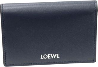 Loewe Pre-owned Wallets, male, Blue, Size: ONE SIZE Pre-owned Bifold Smooth Leather Card Holder