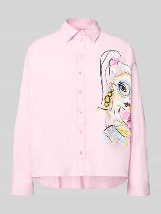 Milano Milano Italy Regular Fit Hemdbluse mit verl&auml;ngerter R&uuml;ckseite in Rose, Gr&ouml;&szlig;e 38