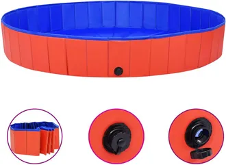 vidaXL Piscina Plegable Para Perros Vidaxl, Color Rojo, 200x30 Cm, Pvc