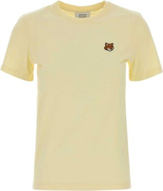 Maison Kitsun&eacute; T-Shirts, female, Yellow, Size: XS Fox Head Regular Tee Shirt