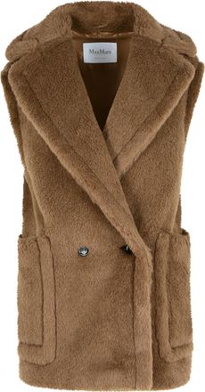 Max Mara Bormida 1234 Teddy Vest In Alpaca And Brown Wool