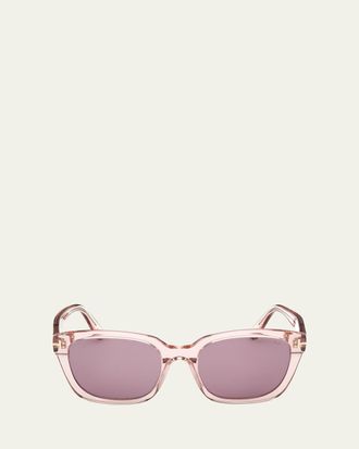 Tom Ford Haylay Acetate Rectangle Sunglasses