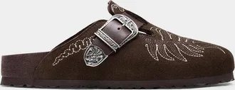 Etro x Birkenstock Boston Embroidered Suede Clogs