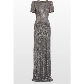 Jenny Packham Serenity Sequin-Embellished Gown in Shadow Grey at Nordstrom, Size 16 Uk