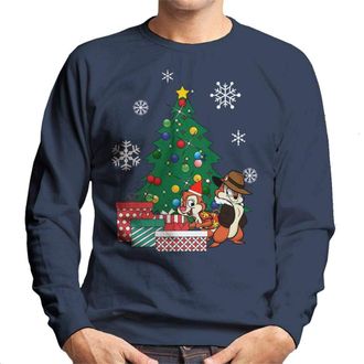 Cloud City 7 Chip N Dale Around The Christmas Tree Mens Sweatshirt Navy Blue