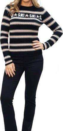 Autumn Cashmere Ski Striped Jacquard-Knit Cashmere Sweater In Black/cappucino
