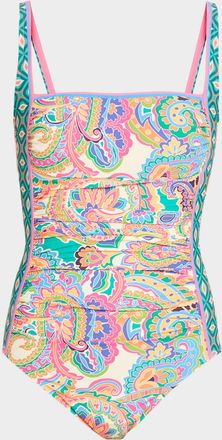 Johnny Was Marilyn Ruched One-Piece Swimsuit