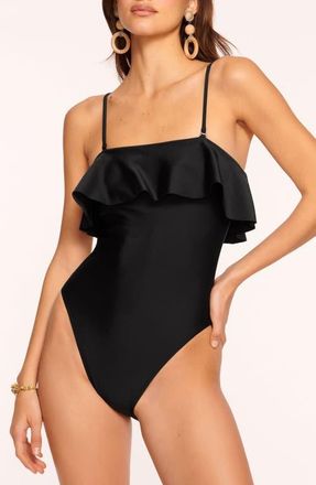 Ramy Brook Minna Ruffle One-Piece Swimsuit in Black at Nordstrom, Size X-Large