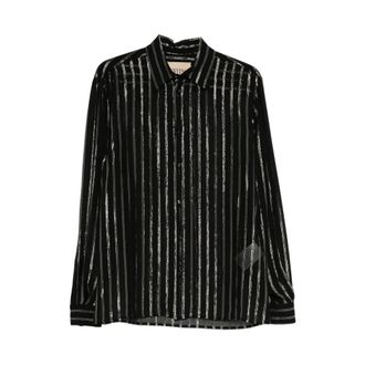 Valentino Silk Chiffon & Lurex Shirt - male - Valentino - Casual Shirts - Black - M - Shirts