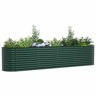 Berkfield Home Green Garden Raised Bed 400x80x81 cm Galvanized Steel | Size: 400 x 80 x 81 cm