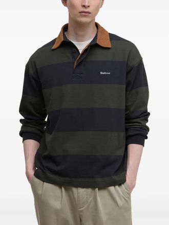 Barbour Poloshirt met strepen en met geborduurd logo - Zwart