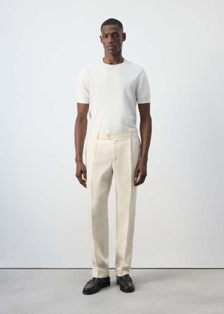 Mango Pantaloni regular-fit misto lyocell lino bianco avorio - Uomo - 44 - MANGO MAN