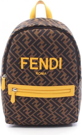 Fendi Zucca Black Brown Yellow Nylon Leather Backpack (Pre-Owned)