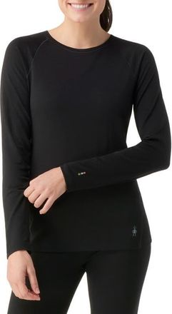 Smartwool Merino Wool Base Layer Crew Top in Black at Nordstrom, Size Small