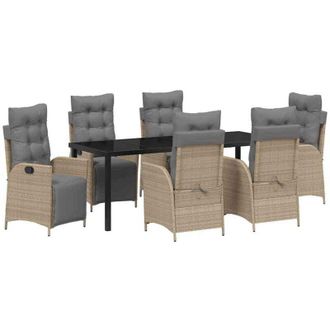 vidaXL Conjunto De Comedor De Jard&iacute;n 7 Pcs Beige Rat&aacute;n Sint&eacute;tico Vidaxl