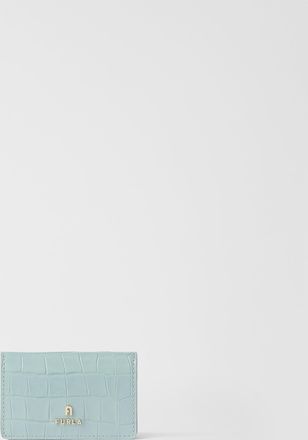 Furla Camelia Card Case S Winter Sky Blue Cocco Print Calf Leather Woman