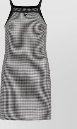 Courrèges knee length halter neck houndstooth dress