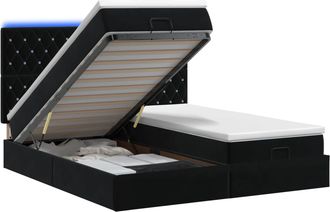 vidaXL Letto Ottomano Con Materasso E Led Nero 180 X 200 Cm Velluto Vidaxl