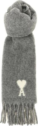 Ami Sciarpa in misto lana con logo a cuore - - Accessories - unisex - Grigio - ONE SIZE