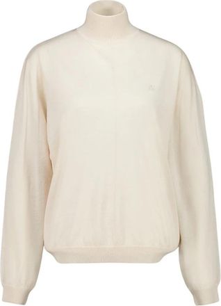 Courr&egrave;ges Merino Wool Mockneck Sweater - Dames - Coltruien - Beige - L - Wol - Truien & Vesten