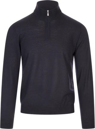 Fedeli Favonio Pullover - Heren - V-hals truien - Blauw - 4XL - Wol - Truien & Vesten