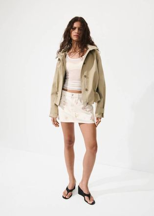 Mango Gonna ricamo floreale bianco - Donna - XS - MANGO