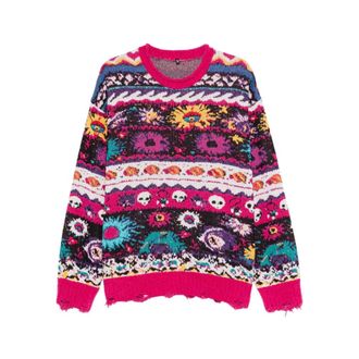 R13 Round-neck Knitwear, male, Multicolor, Size: L Round-neck Sweater