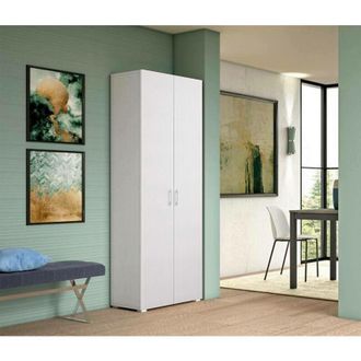 Dmora Armario Multiusos Ddrega, Armario Lineal Con 2 Puertas Batientes, Armario De 6 Estantes, Zapatero Moderno, 100% Made In Italy, 72x37h195 Cm, Olmo Y Bl